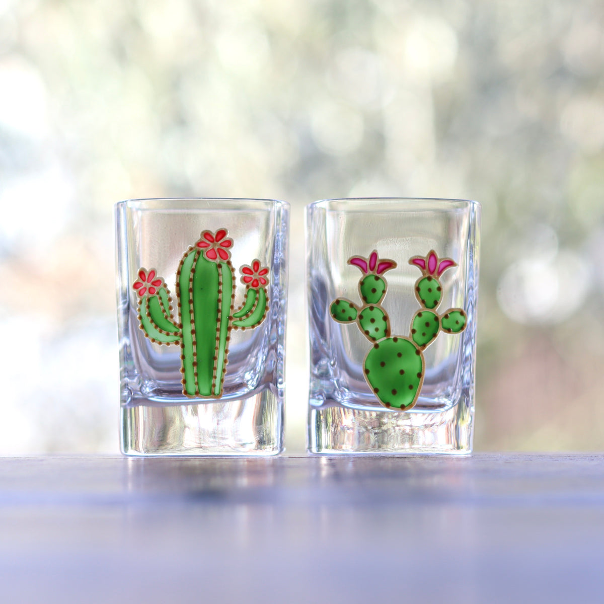 Cactus Shot Glasses Toasted Glass