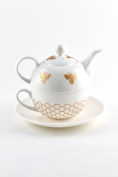Gold Bees Tea Set For One