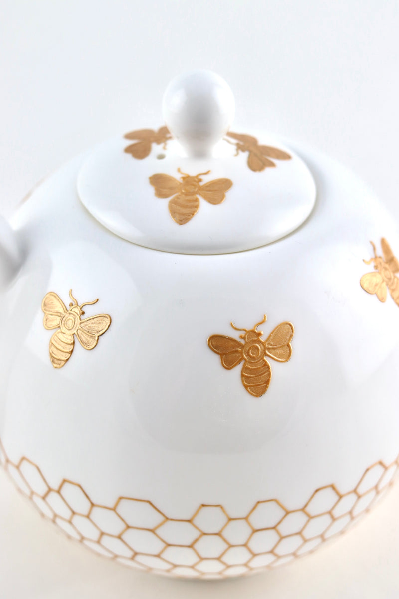 Gold Bees Teapot – Toasted Glass