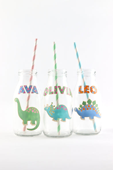 Dinosaur Mini Milk Bottles