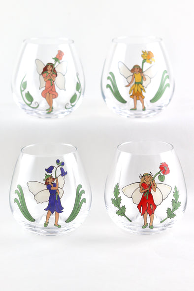 Garden Fairies Stemless Glass