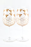 Gold Bees WIne Glass