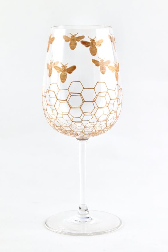 Gold Bees WIne Glass
