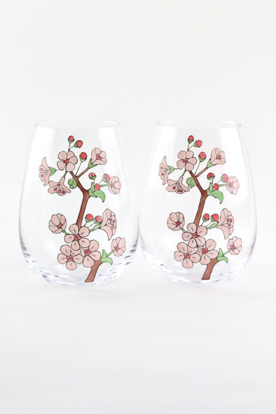 Cherry Blossom Stemless Glass