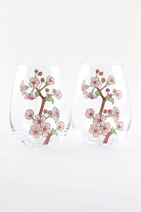 Cherry Blossom Stemless Glass