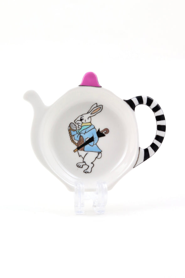 Alicec Tea Party Rabbit Alice's Tea Party Teabag Tidy - White Rabbit – Toasted Glass