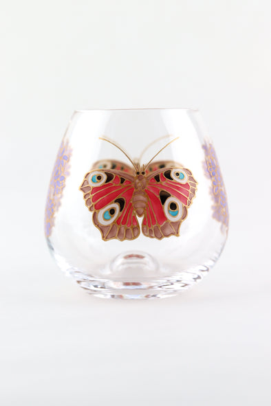 Peacock butterfly and Agapanthus Stemless Glasses