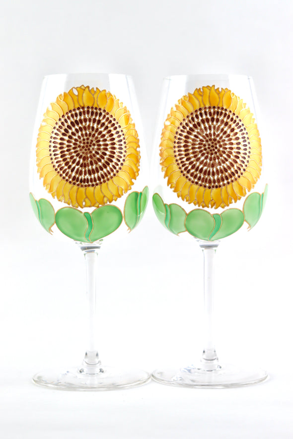 Sunflower Wine Glass